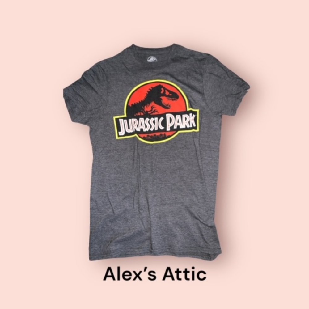 Jurassic Park Mens Dark Gray Graphic T Shirt - Size S pre owned